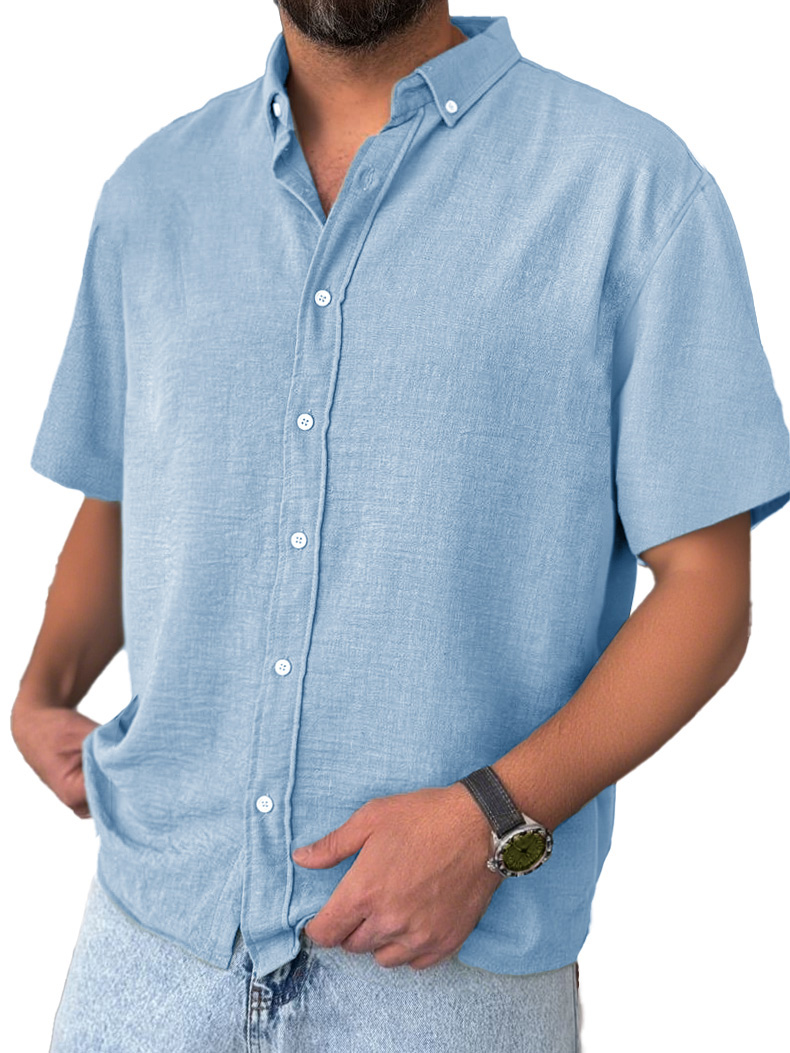 Men's Stylish And Comfortable Everyday Texture Fabric Short-sleeved Lapel Shirt