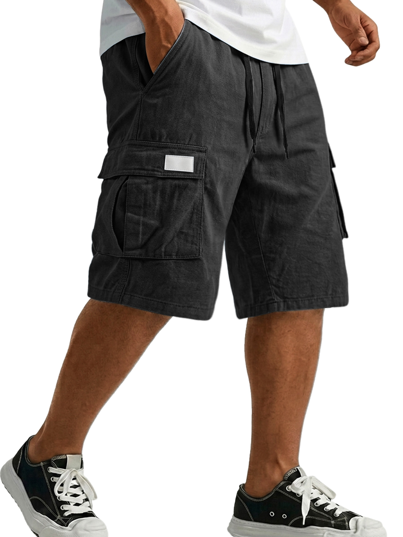 Men's Pure Cotton Multi-pocket Embroidered Leather Label Casual Work Shorts