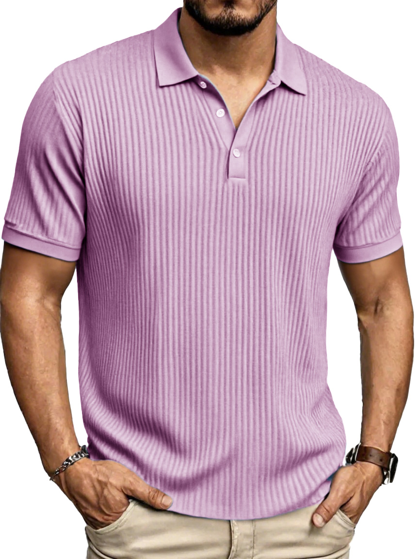 Men's Fashion Daily Striped Fabric Pocket Lapel Polo Shirt