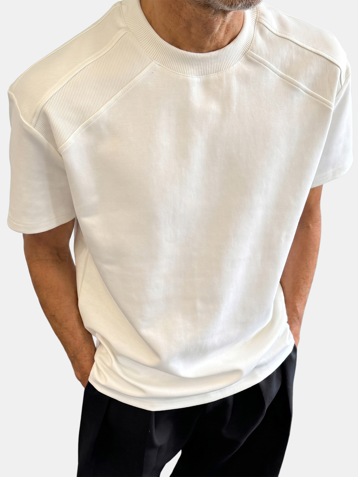 Breathable and Sweat-Absorbing Cotton Fashionable Quality Deconstructed Design Crew Neck T-Shirt