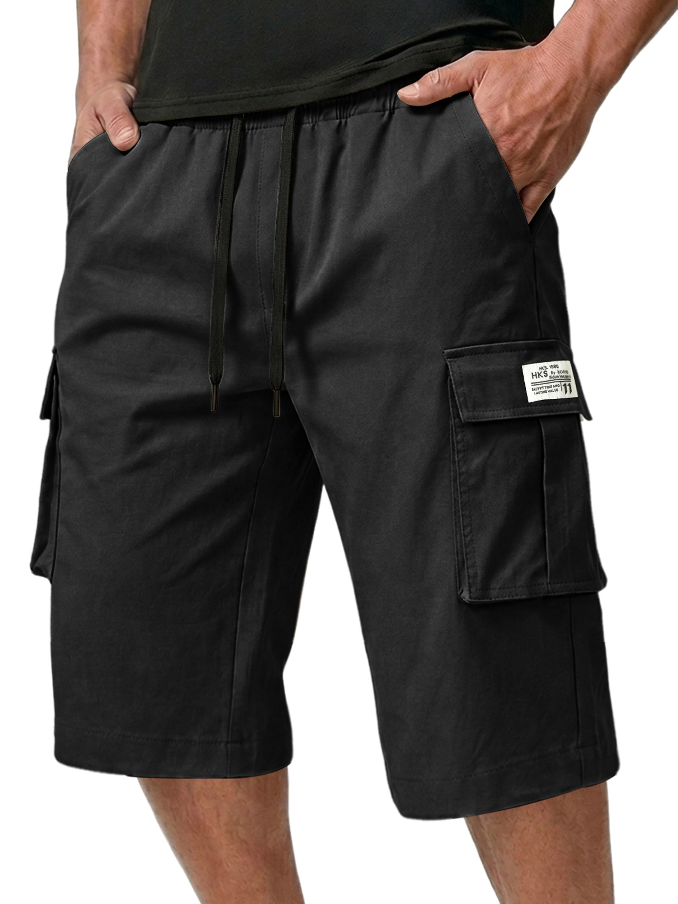 Men's Multi-pocket Embroidered Logo Casual Capri Cargo Shorts