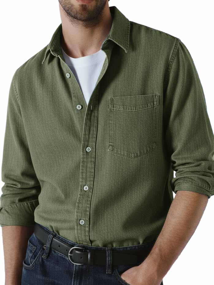 Men's Stylish Vintage Distressed Cotton Lapel Pocket Shirt