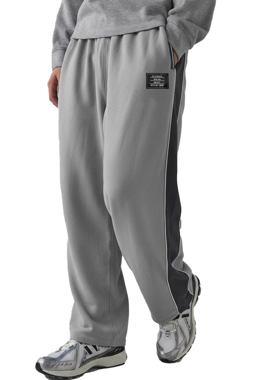 Men's Fashion Sporty Patchwork Logo Loose Drawstring Trousers
