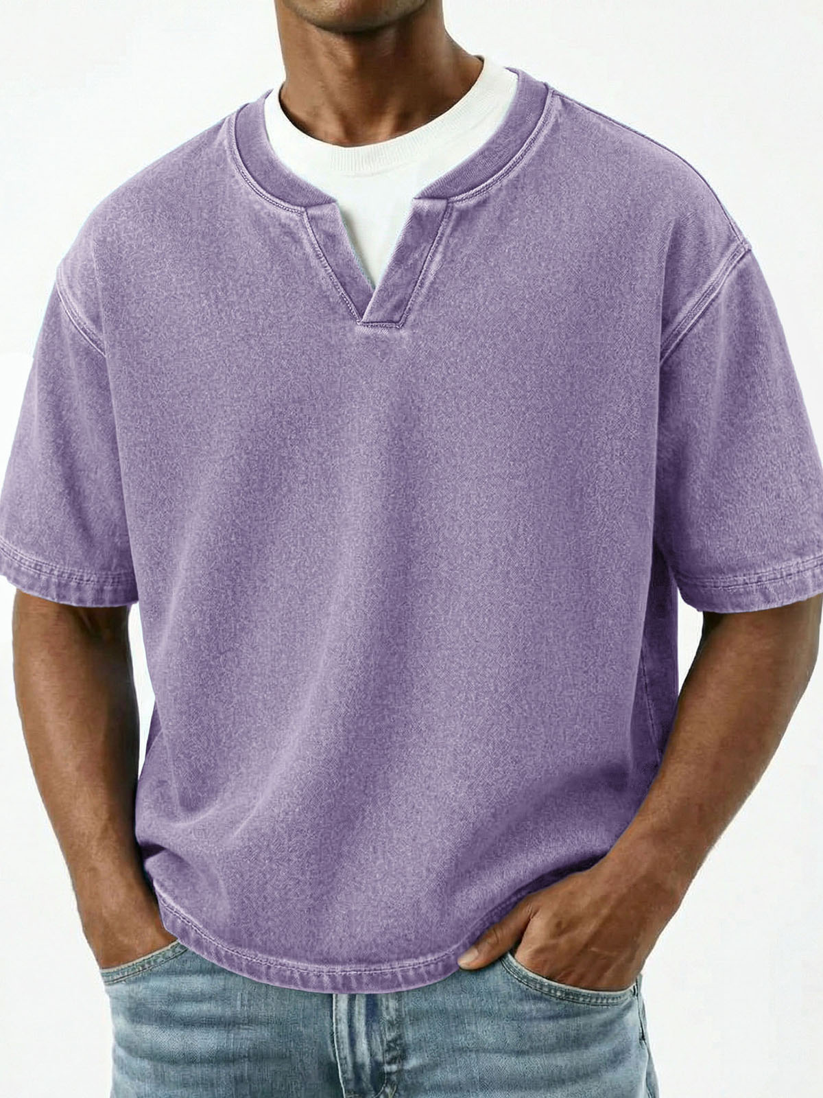 Men's Fashion Retro V-Neck Short-Sleeve T-Shirt