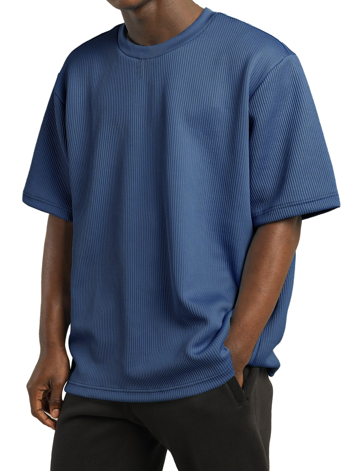Men's Casual Pit Round Neck Solid Color Short-sleeved T-shirt