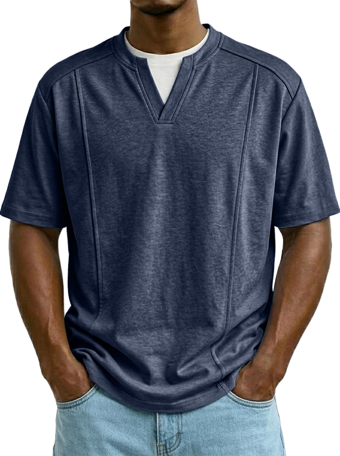 Men's Casual Faux Two-Piece Deconstructed Short-Sleeve T-Shirt