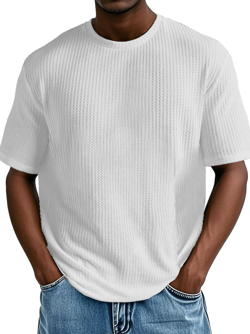 Men's Fashion Casual Short-sleeved Jacquard Fabric T-shirt