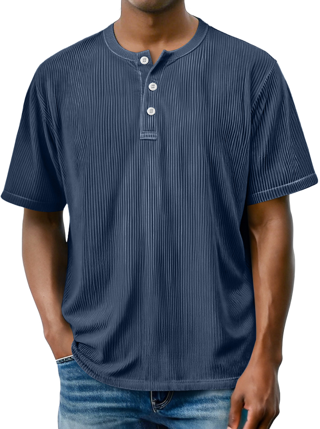 Men's Daily Striped Casual Comfort Short Sleeve Henley Shirt