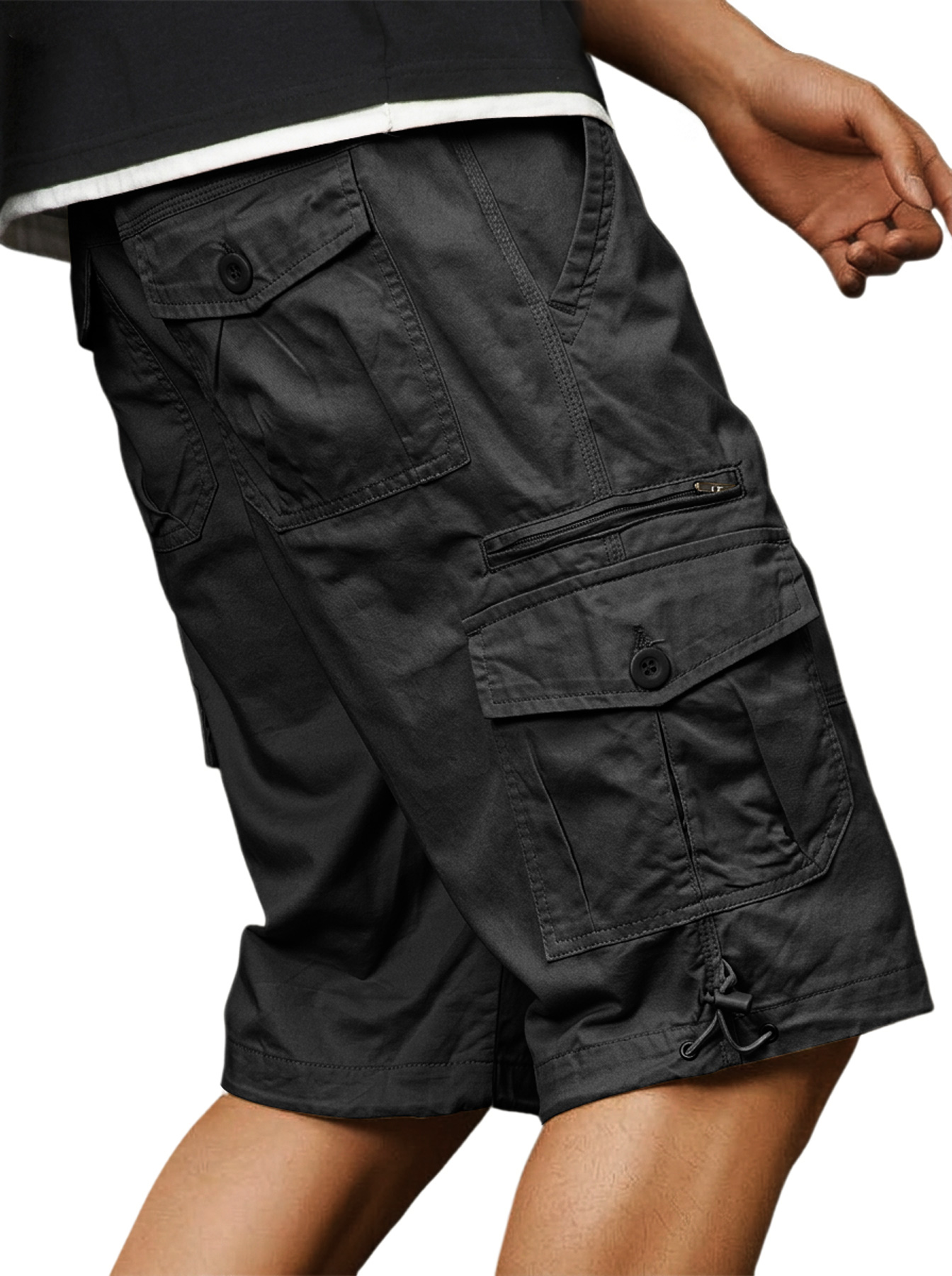 Men's Casual Cotton Multi-pocket Zipper Cargo Shorts