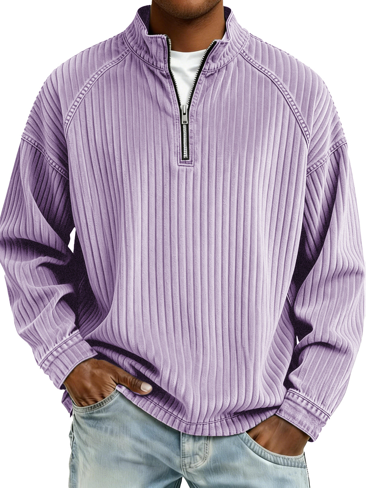 Fashionable Retro Strapless And Stand-collar Long-sleeved Top