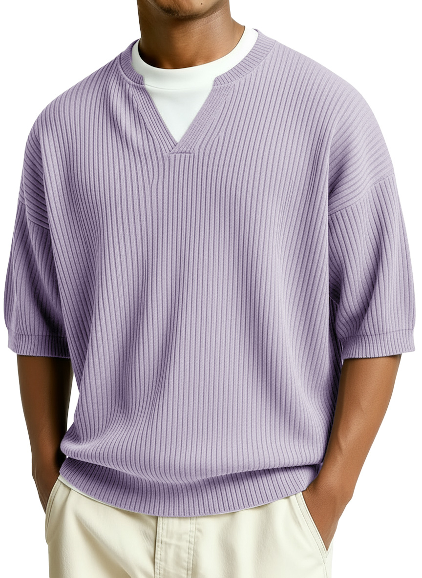 Men's Fashion Casual Retro Faux Two-Piece V-Neck Short-Sleeve T-Shirt