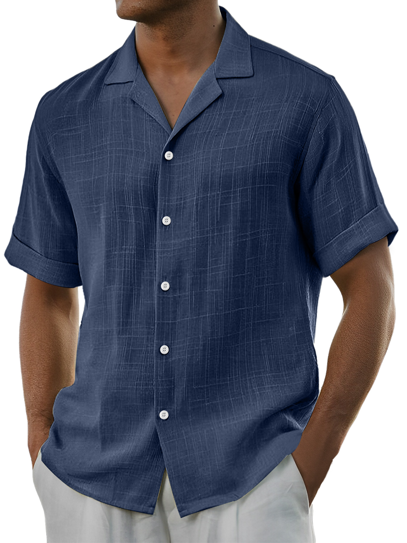Men's Daily Cotton And Linen Comfortable Casual Short-sleeved Shirt