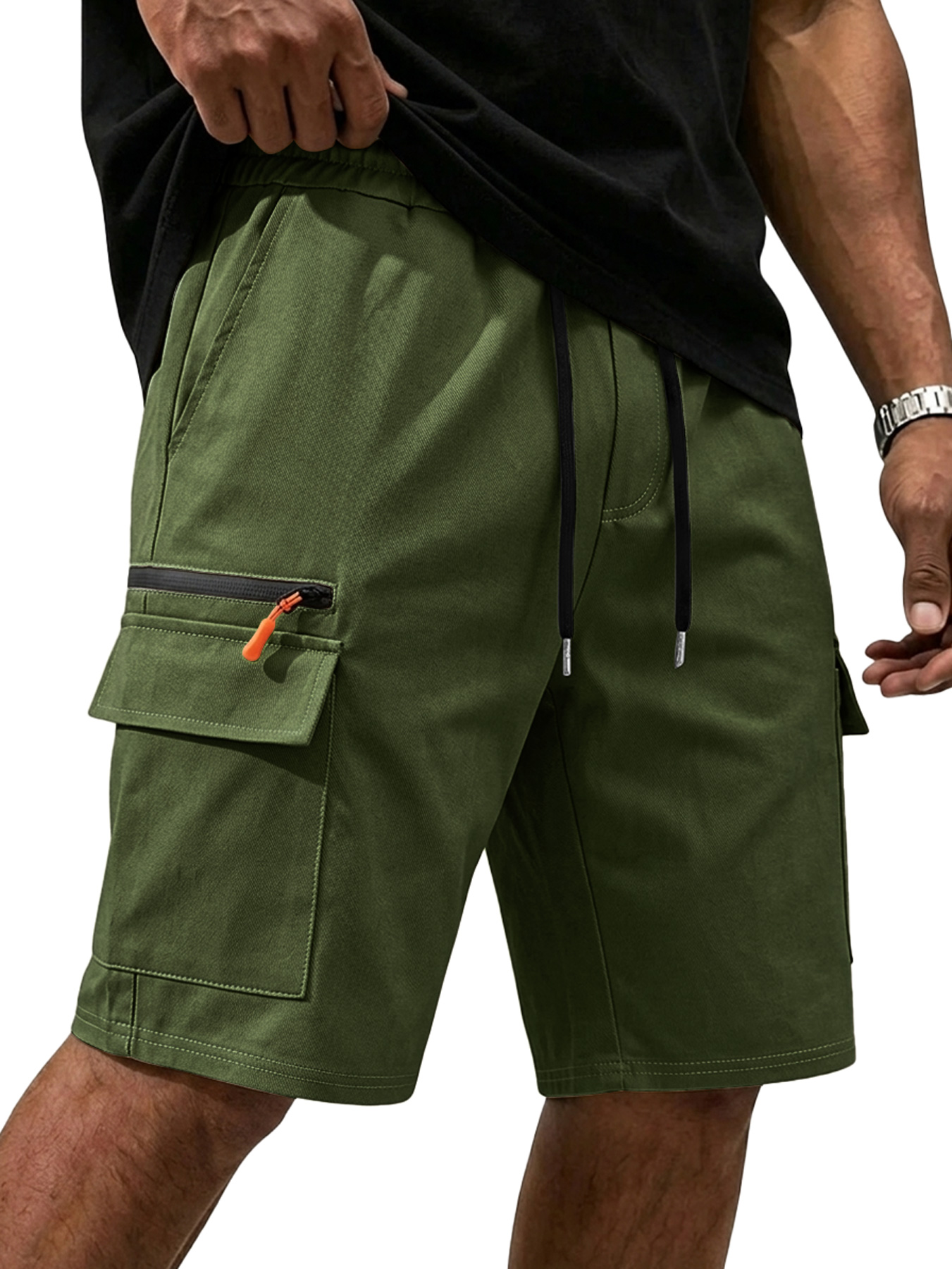 Men's Zippered Multi-Pocket Casual Cargo Shorts