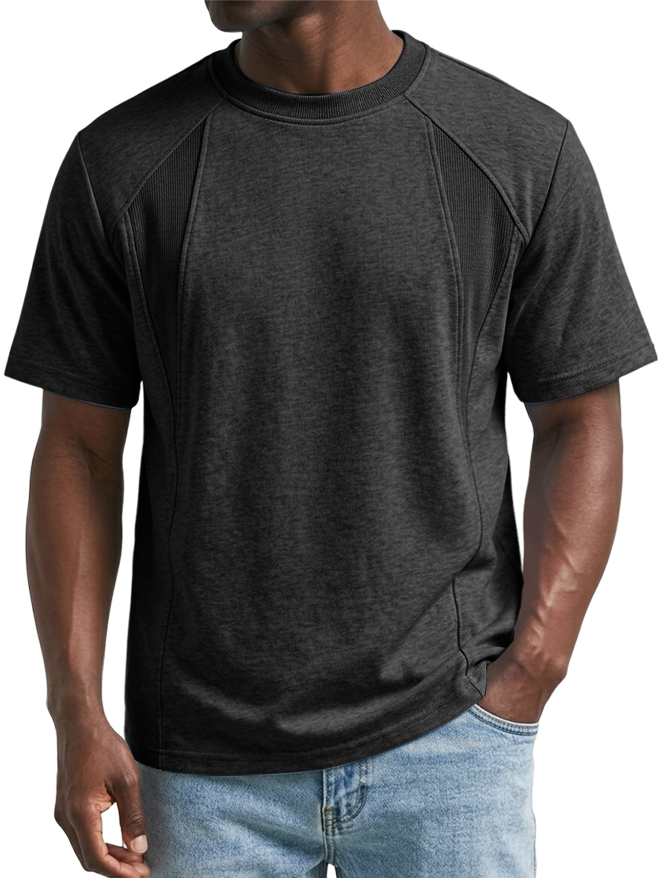 Men's Crew Neck Deconstructed Casual Short-Sleeve T-Shirt