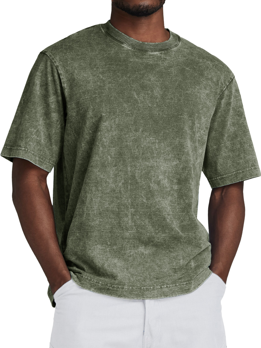 Men's Fashion Retro Washed Distressed Cotton Short-sleeved T-shirt