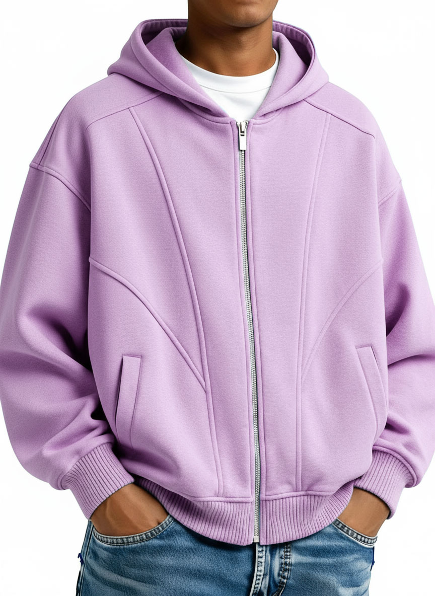 Men's Stylish Casual Loose-fitting Zippered Hooded Sweatshirt