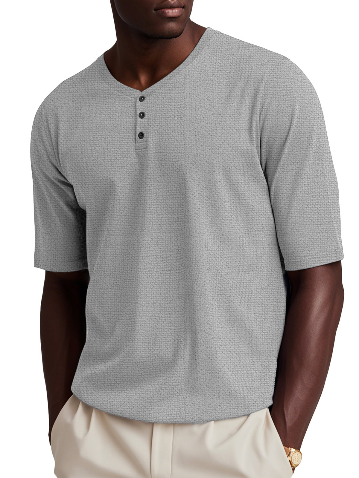 Men's Fashion Vintage Button Short Sleeve Henley T-Shirt