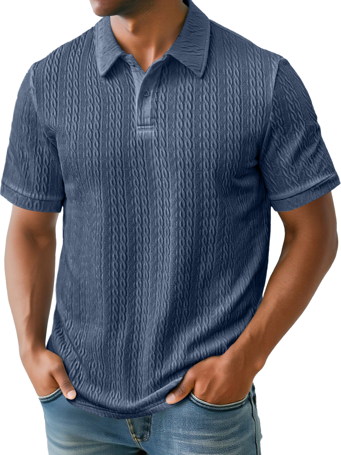 Men's Daily Simple Texture Lapel Button Casual Solid Color Short-sleeved Polo Shirt