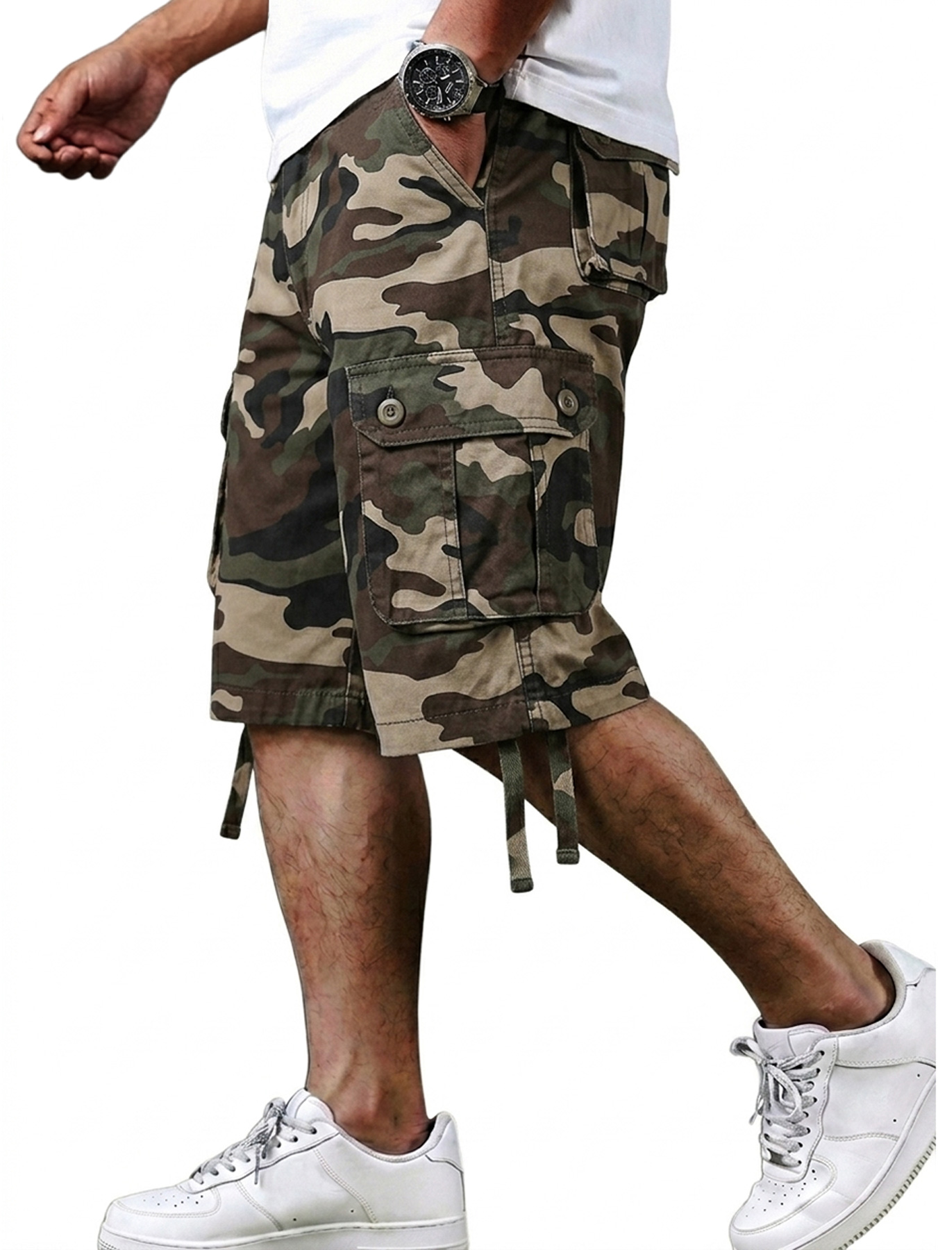 Men's Pure Cotton Camouflage Multi-pocket Casual Work Shorts