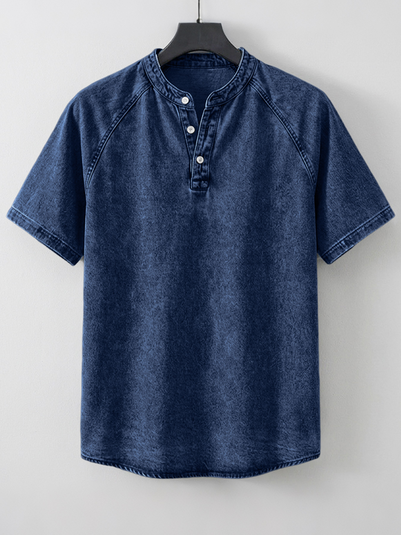 Men's Retro Raglan Casual Short-Sleeve Henley Shirt