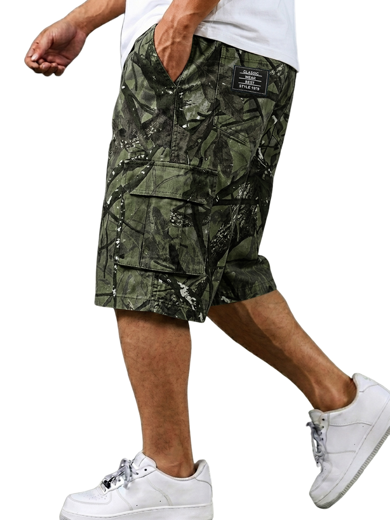 Men's Camouflage Branch Multi-pocket Casual Work Shorts