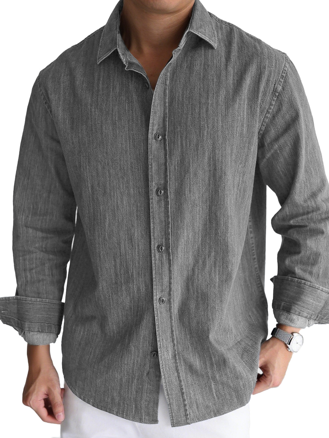 Men's Stylish Casual Lapel Long-sleeved Shirt