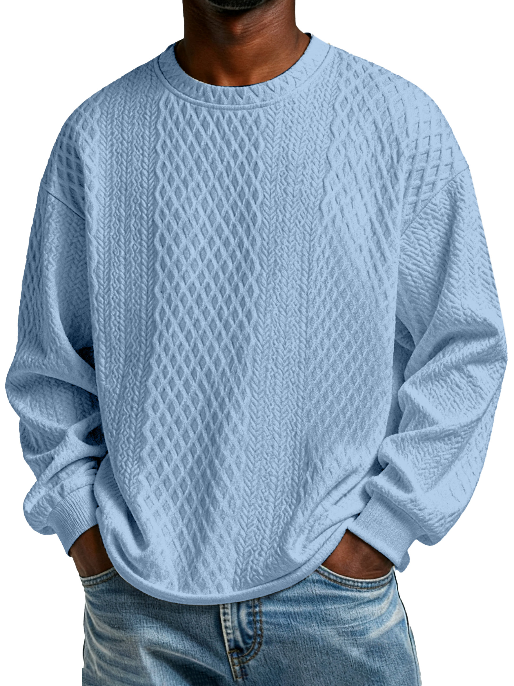 Men's Casual Solid Color Texture Long-sleeved T-shirt