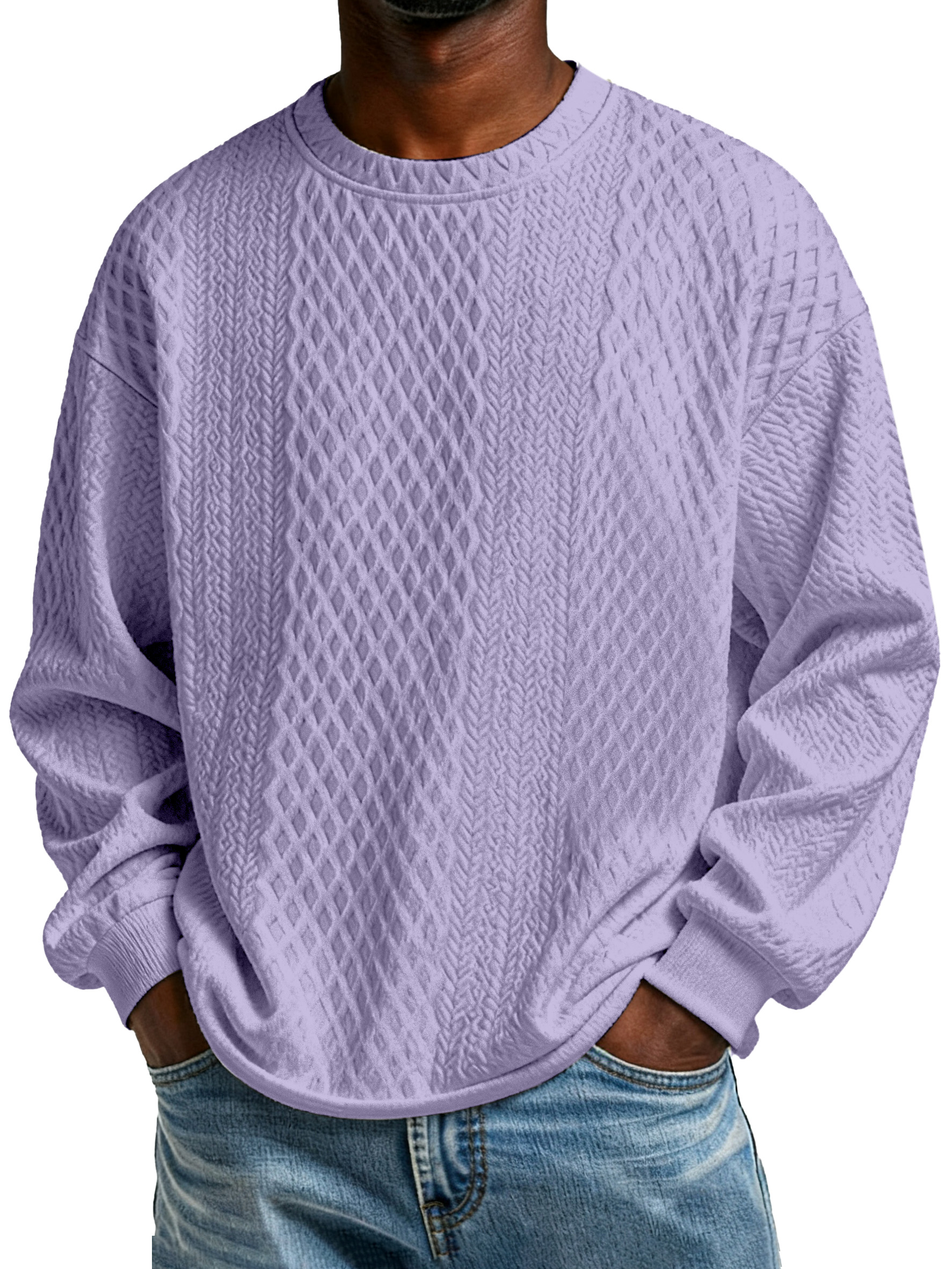 Men's Casual Solid Color Texture Long-sleeved T-shirt