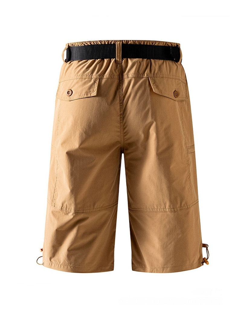 Men's 100% Cotton Multi-Pocket Zipper Casual Cargo Shorts