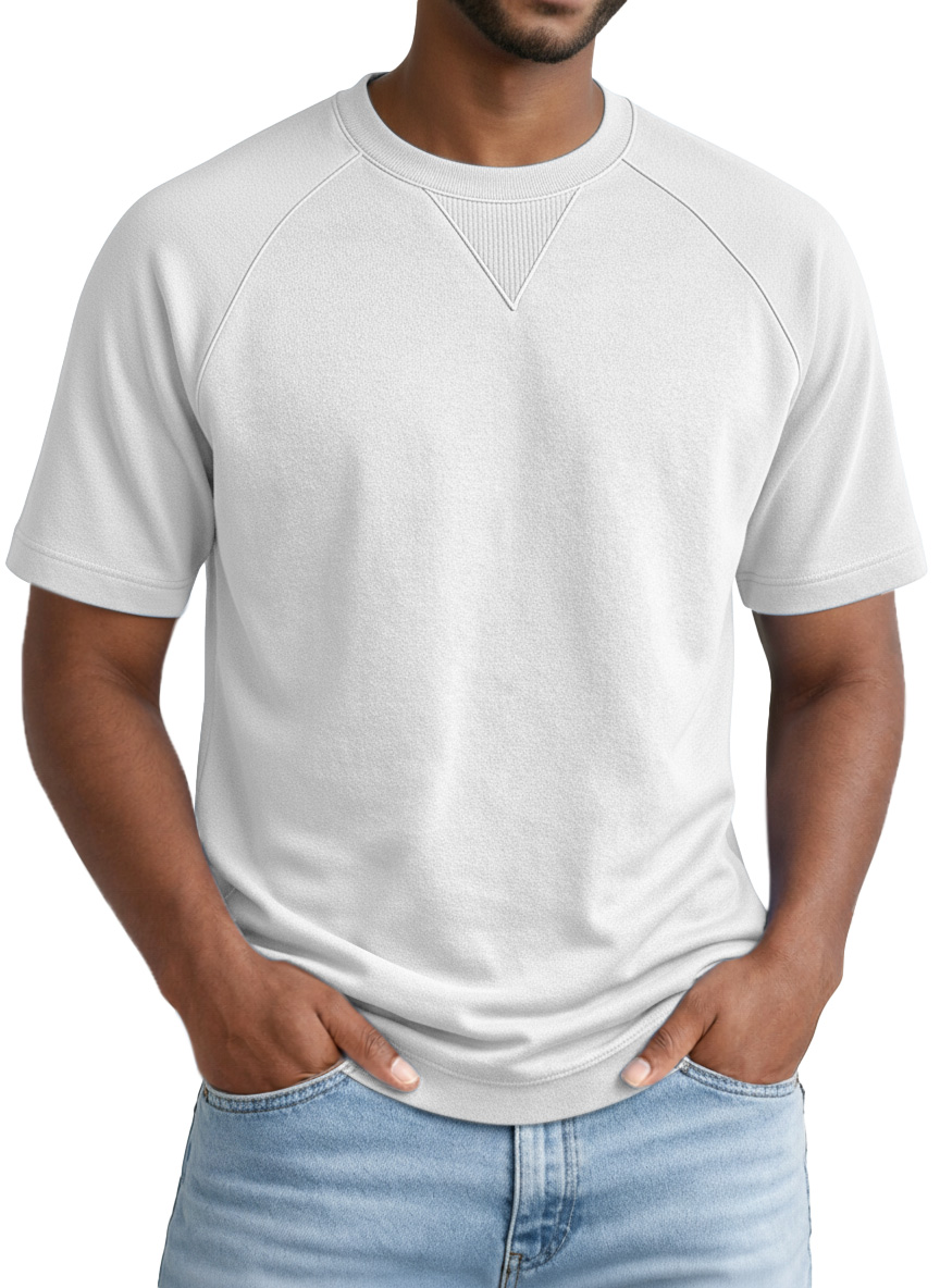 Men's Casual Solid-color Inverted Triangle Design Raglan Short-sleeved Crew Neck T-shirt
