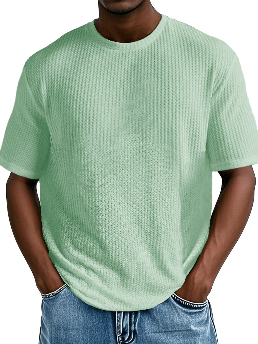 Men's Fashion Casual Short-sleeved Jacquard Fabric T-shirt