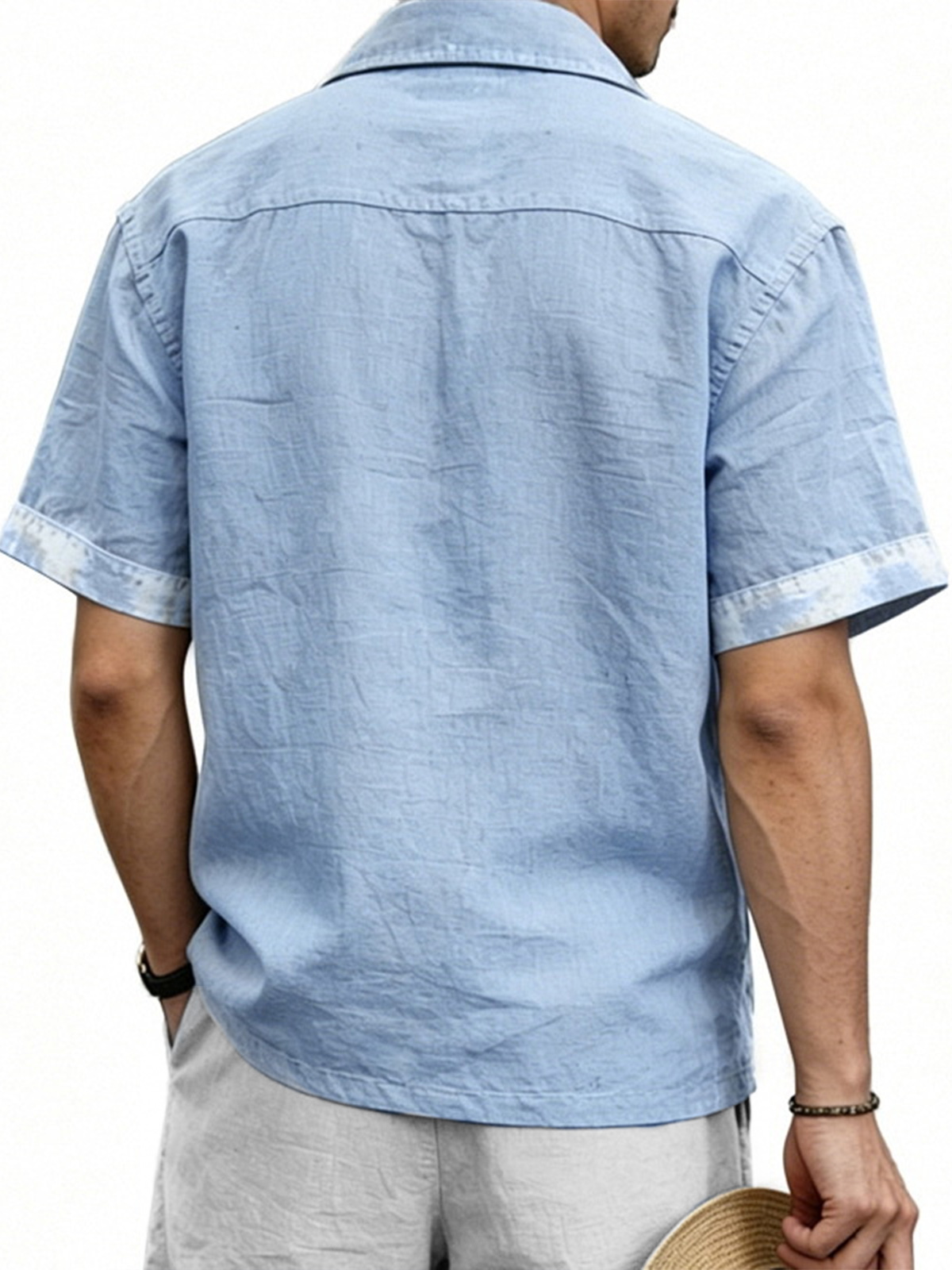 Men's Retro Linen Splatter Graffiti Casual Short-Sleeve Shirt