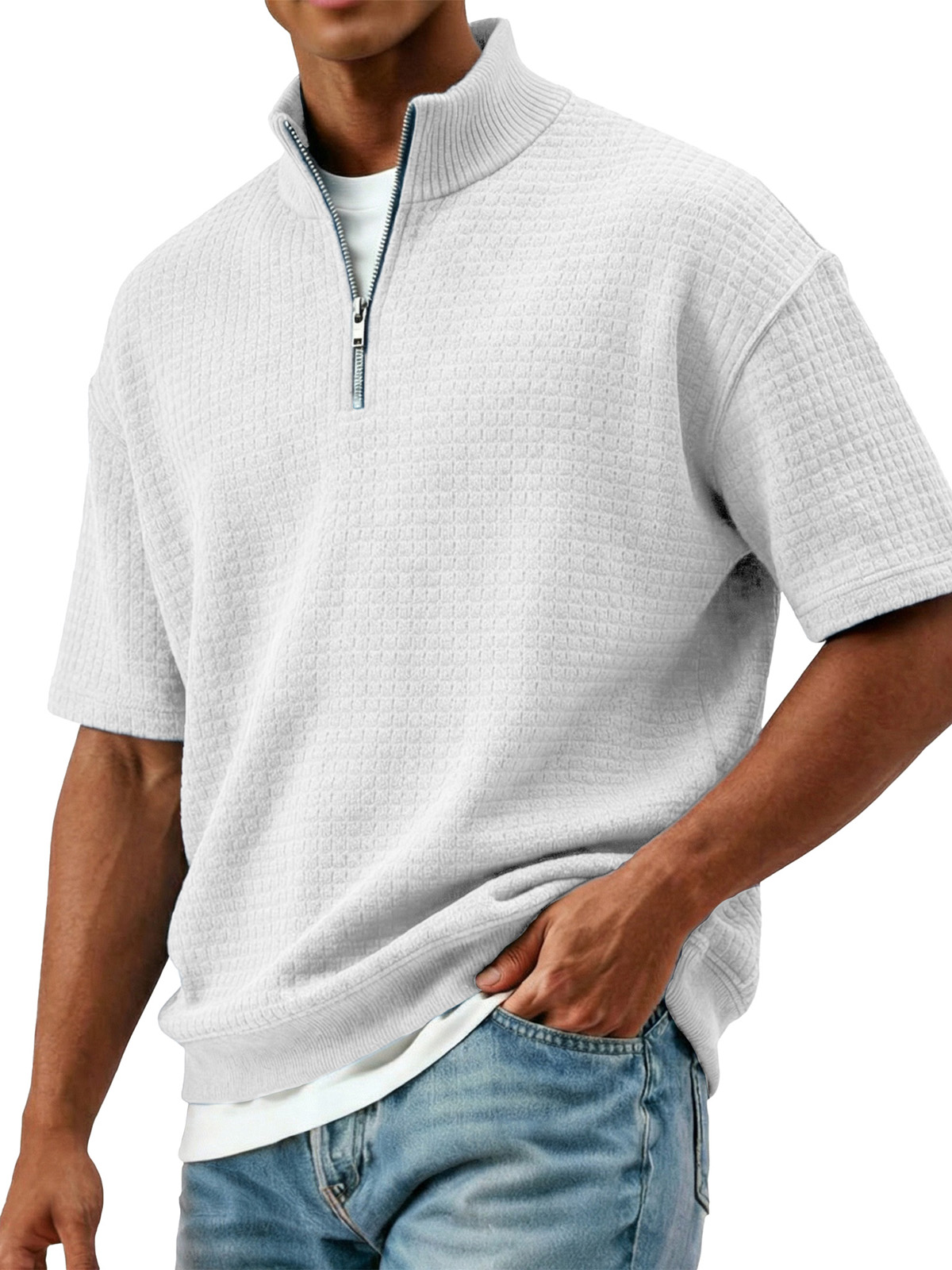 Men's Fashionable Casual Stand Collared Short-Sleeve Polo Shirt