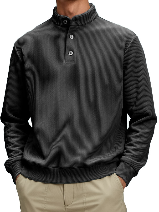 Men's Fashionable Casual Retro Stand Collar Long-Sleeved Top