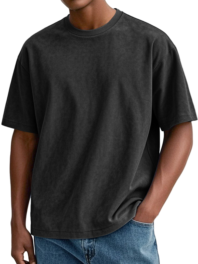 Men's Daily Round Neck Suede Casual Comfortable Short-sleeved T-shirt