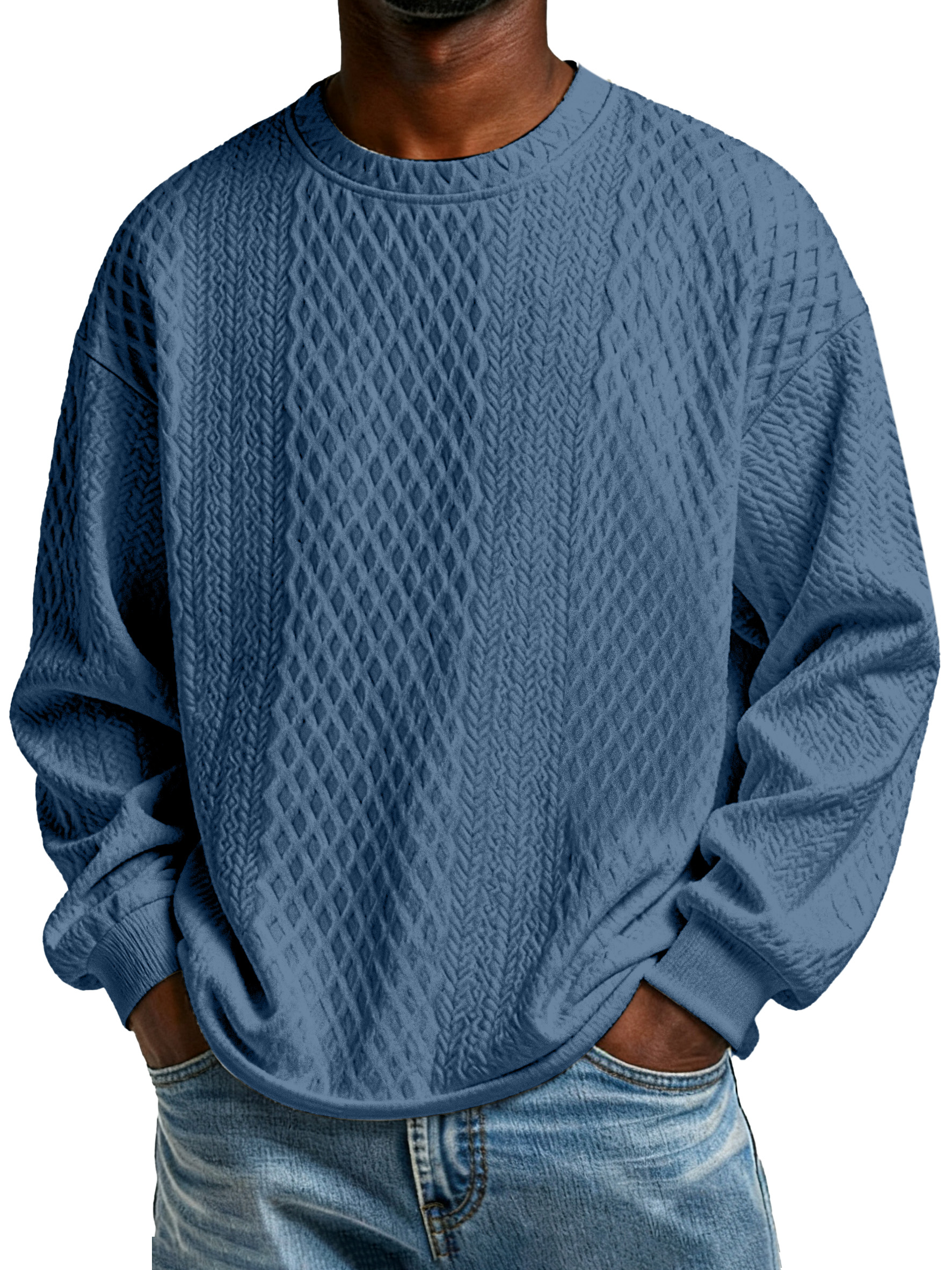 Men's Casual Solid Color Texture Long-sleeved T-shirt