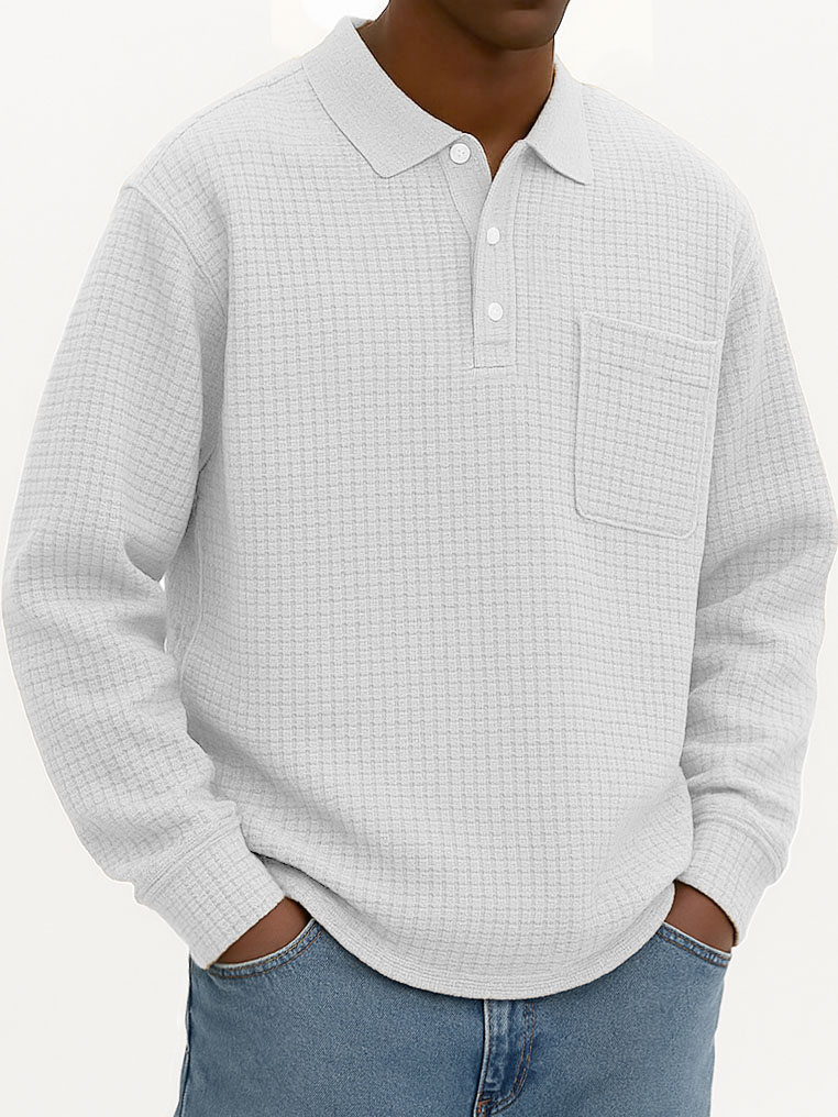 Men's Fashionable Casual Corn-patterned Corduroy Lapel Pocket Polo Shirt