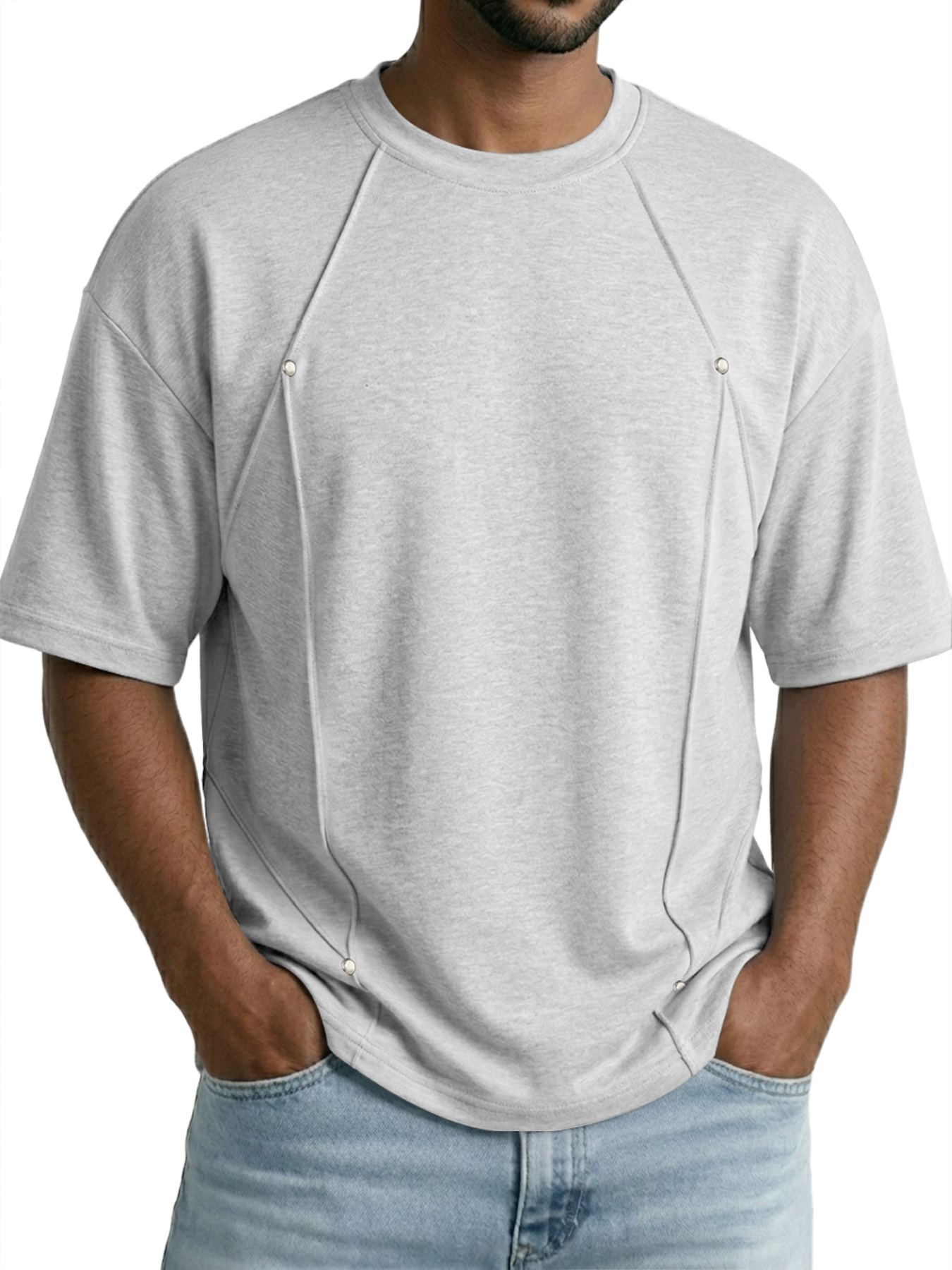 Men's Deconstructed Design Casual Crew Neck Loose Short-Sleeve T-Shirt