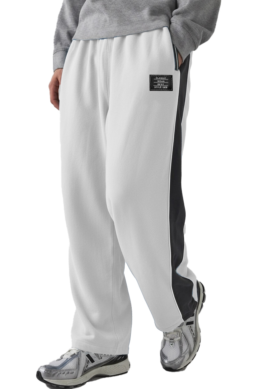 Men's Fashion Sporty Patchwork Logo Loose Drawstring Trousers