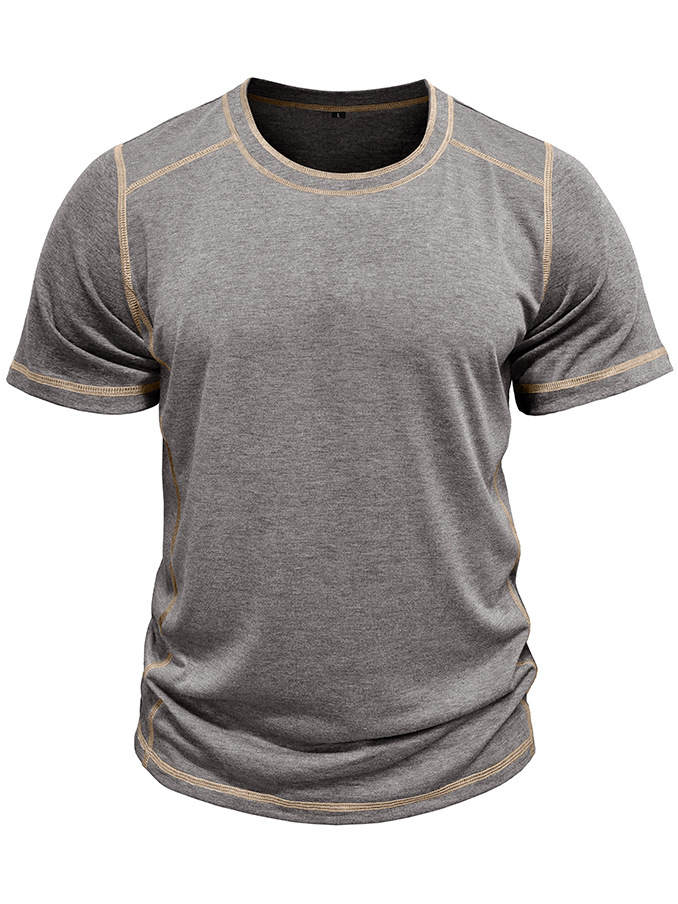 Men's Crew Neck Color Block Short-Sleeve T-Shirt