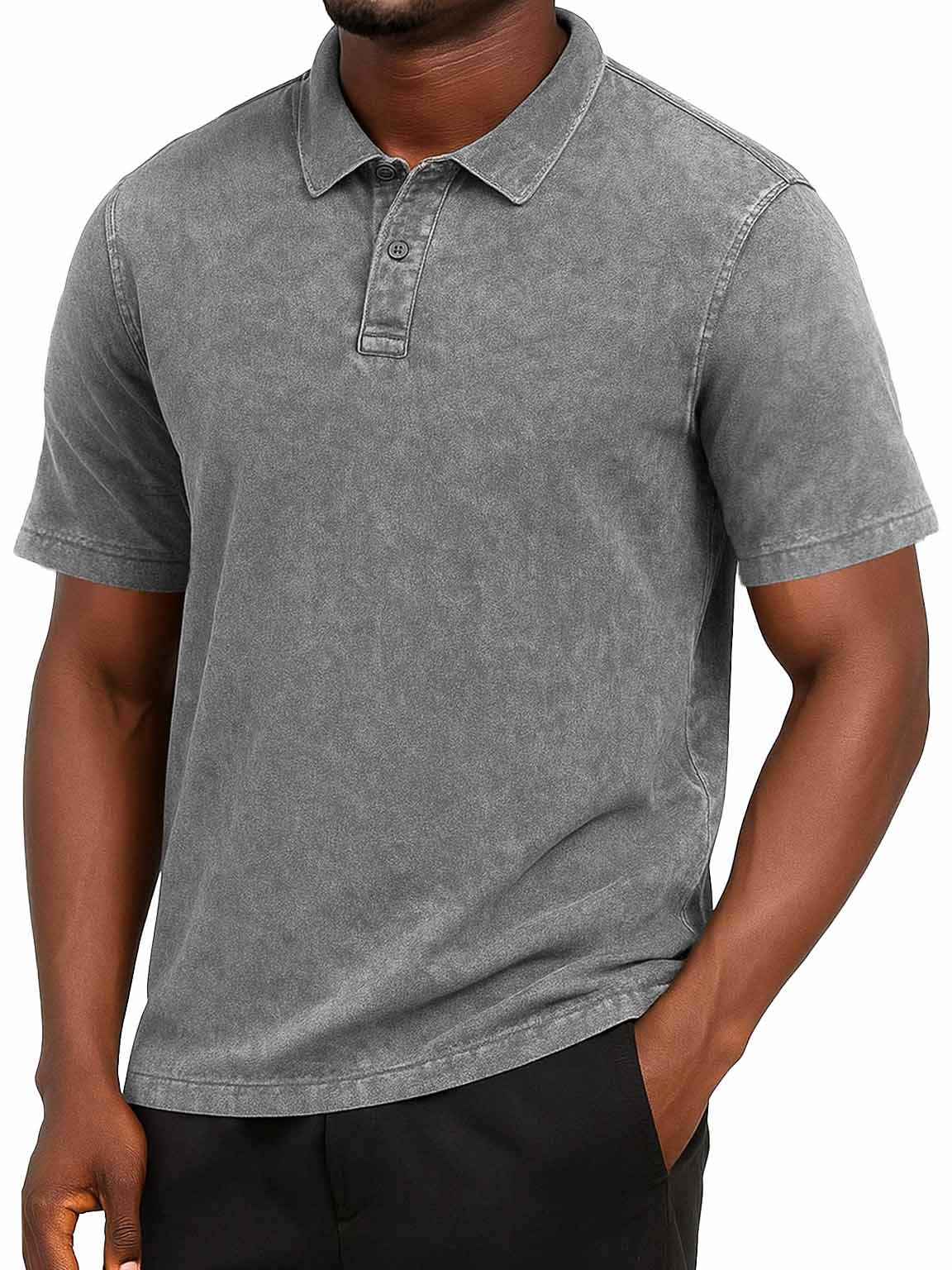 Men's Fashion Retro Distressed Short-sleeved Polo Shirt