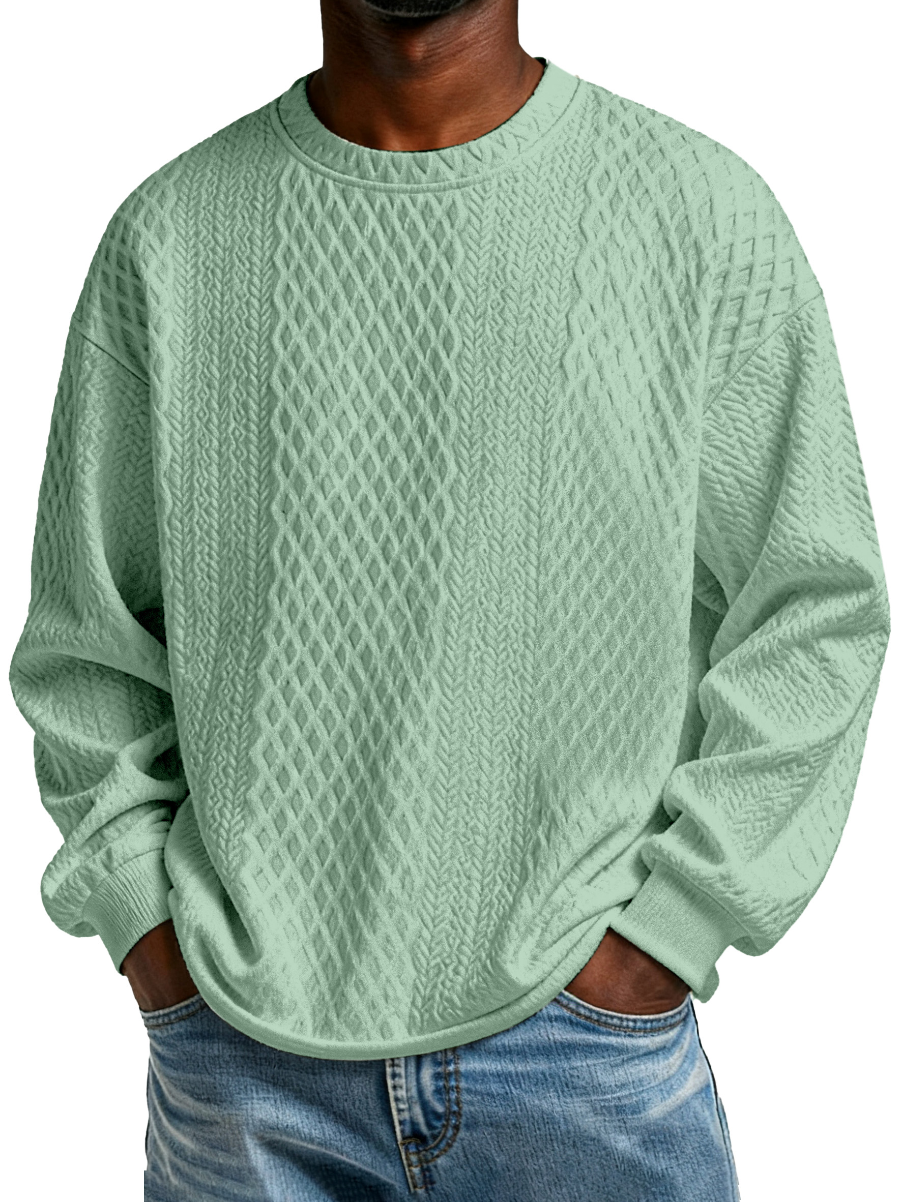 Men's Casual Solid Color Texture Long-sleeved T-shirt