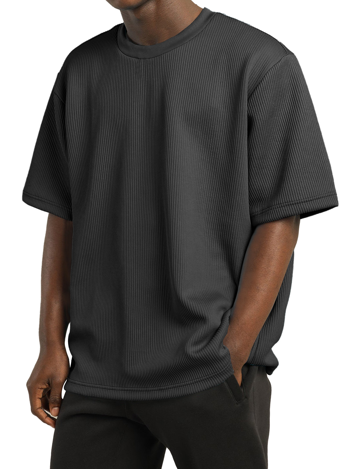Men's Casual Pit Round Neck Solid Color Short-sleeved T-shirt