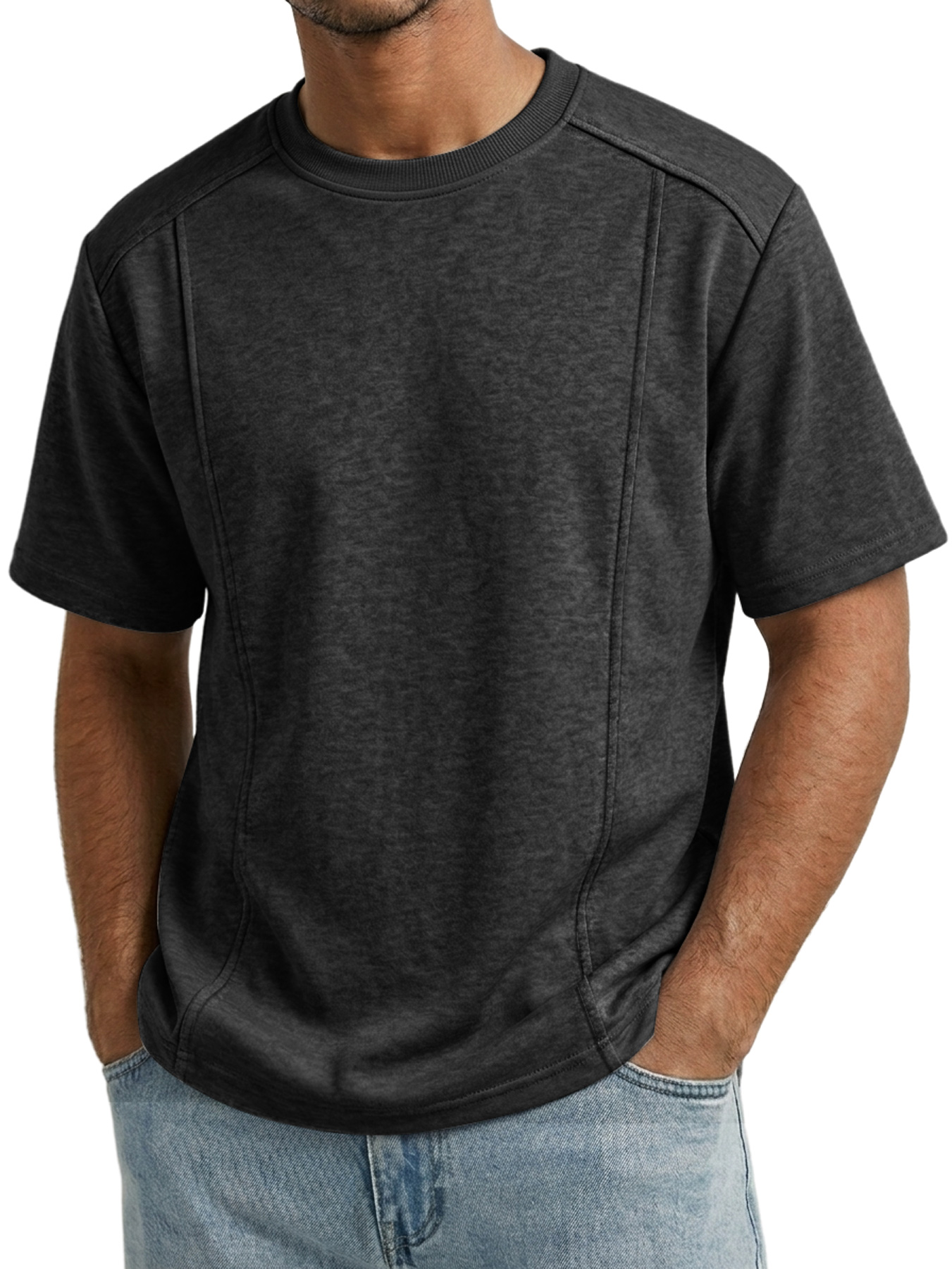 Men's Crew Neck Deconstructed Casual Short-Sleeve T-Shirt