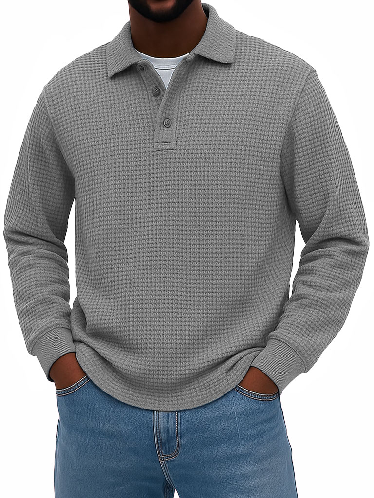 Men's Stylish Casual Corduroy Lapel Long-sleeved Polo Shirt