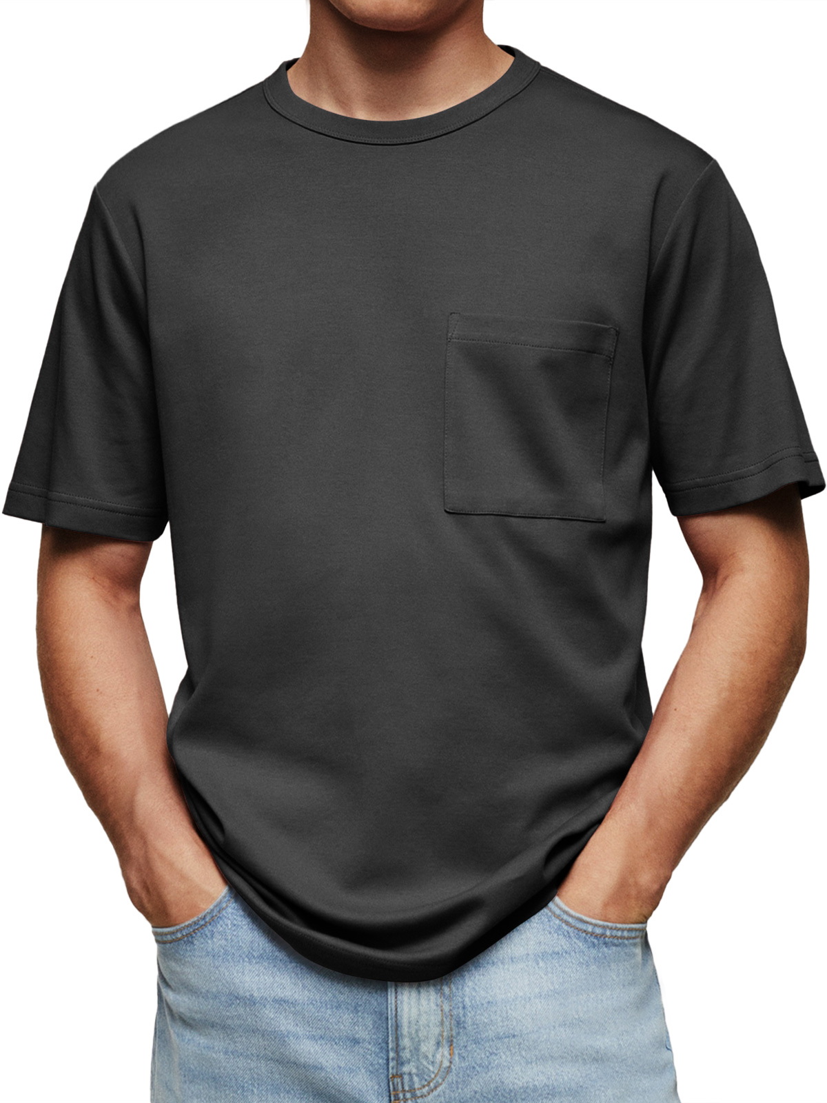 Men's Everyday Round Neck Casual Pocket Comfortable Short Sleeve T-Shirt