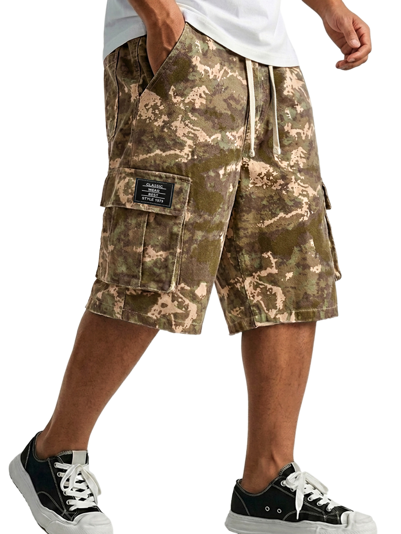 Men's Multi-pocket Camouflage Embroidered Logo Casual Work Shorts