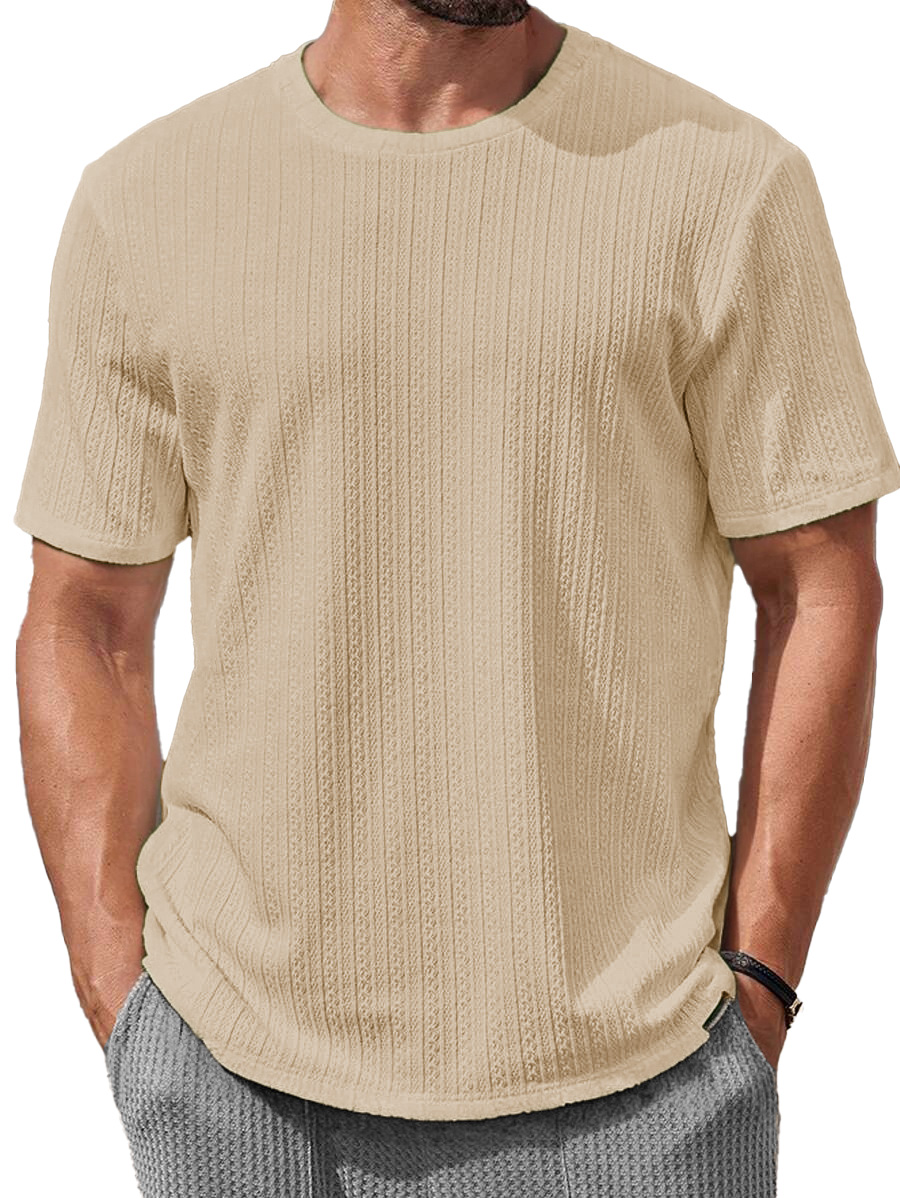 Men's Fashion Casual Jacquard Round Neck Short-sleeved T-shirt