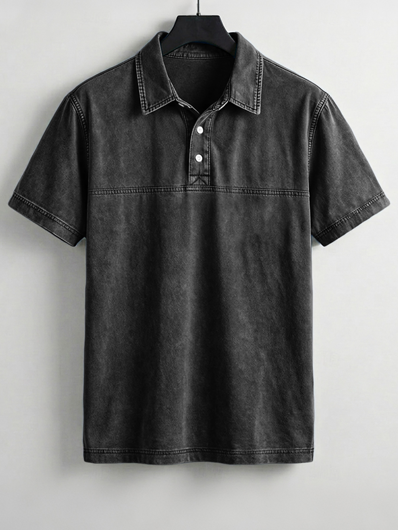 Men's Retro Patchwork Design Casual Collared Short-Sleeve Polo Shirt