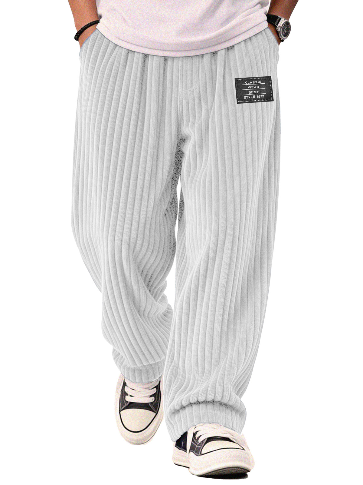 Stylish Casual Loose Corduroy Fabric Pocket Tether Pants